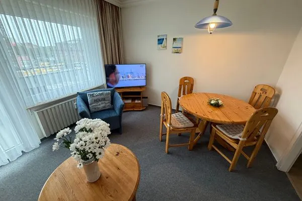 Wohnzimmer Ferienwohnung im Haus Nordland App 48,(Hund)