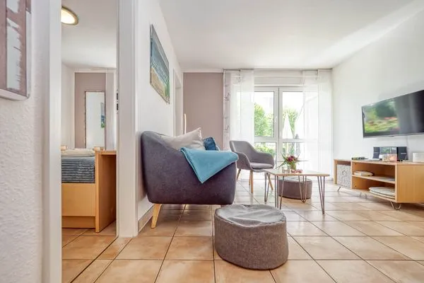 Blick zum Wohnbereich Residenz am Strand Backfisch - Wohnung 5-66