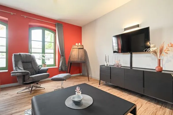 Ferienwohnung Schwalbenblick Klink offenes Wohnzimmer  Schwalbenblick