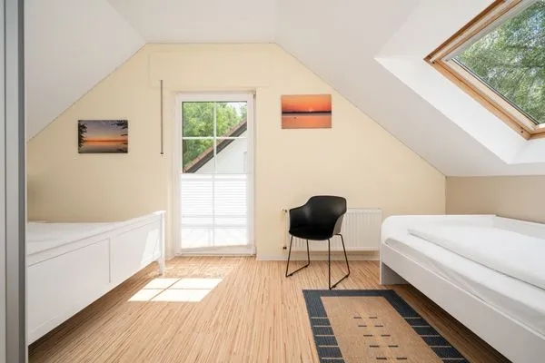 Ferienhaus Schwanensee Ferienpark Lenzer Höh Schlafzimmer im Obergeschoss  Schwanensee