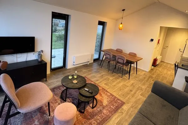 Living room Enkhuizer Strand Chalet Meereszauber mit Zaun Nr. 304