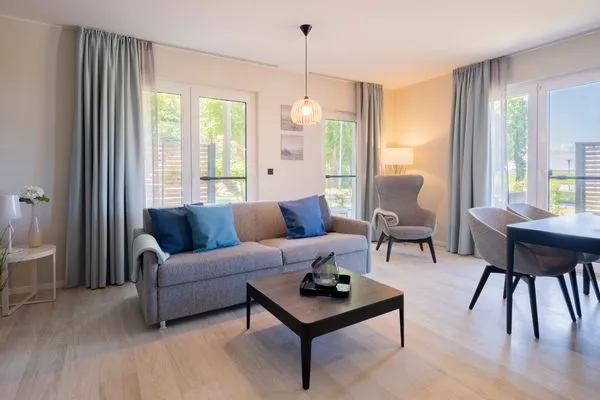 Ferienwohnung Seestern Wustrow offenes Wohnzimmer  Seestern