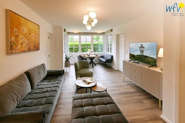 Wohnzimmer Haus Christine Ferienwohnung Düünstuuv