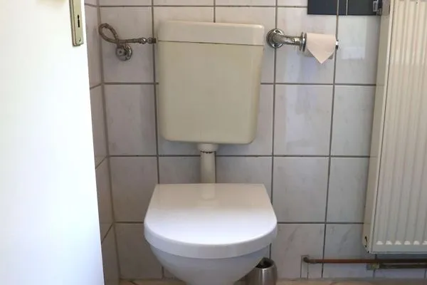 Toilette im Badezimmer  Haus im Grünen