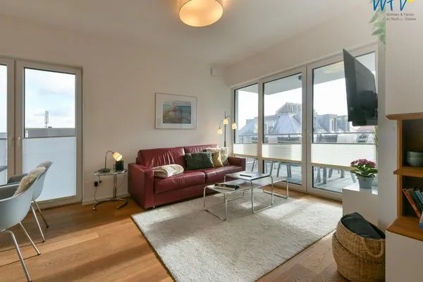 Wohnzimmer Haus Seeblick Ferienwohnung Strandgold