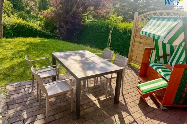 Terrasse Haus Dünenrose Ferienwohnung Seehund