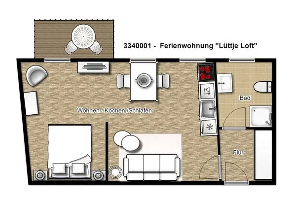 Grundriss Haus Carl Stegmann Ferienwohnung "Lüttje Loft"
