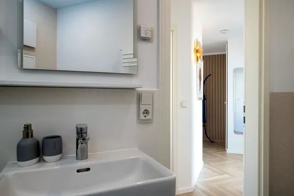 Badezimmer  FeWo Meerzeit - Balkon, Sauna, Meerblick