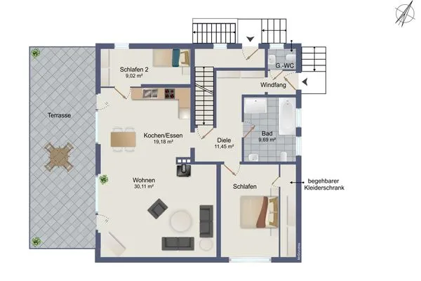 Grundriss  Küstenglück – Urlaub mit Garten, Kamin & Komfort