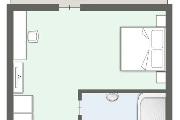 Strand No 1 Hotel Strand No 1 - Doppelzimmer - Meerblick SPO Bad - Grundriss