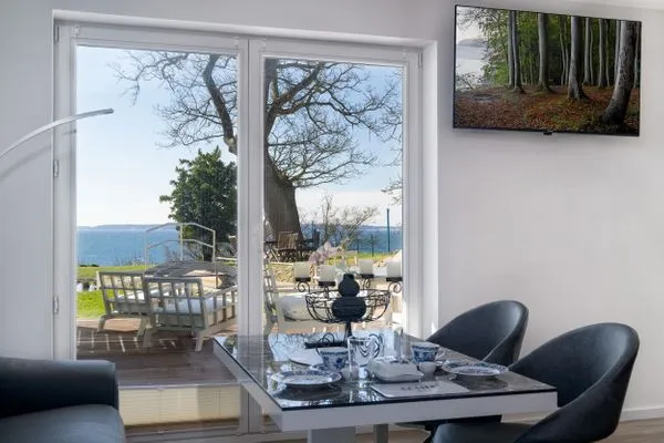 Wohnzimmer  FeWo Silbermöwe - Meerblick,Terrasse, Sauna, Fitness