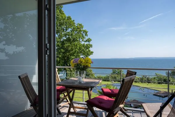 Balkon  FeWo Hafenliebe - Kamin, Sauna, Meerblick