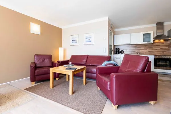 Wohnzimmer  FeWo Horizont - Kamin, Sauna, Meerblick