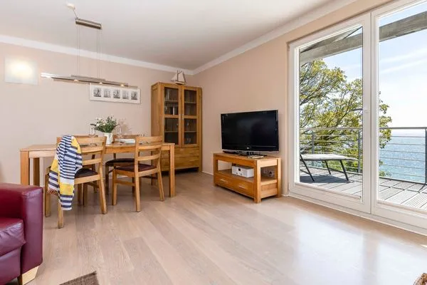 Wohnzimmer  FeWo Horizont - Kamin, Sauna, Meerblick