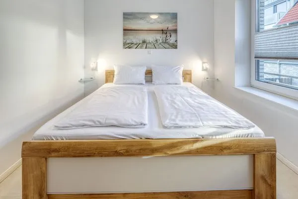 Ferienwohnung Pusteblume in Malchow Blick in das Schlafzimmer  Pusteblume