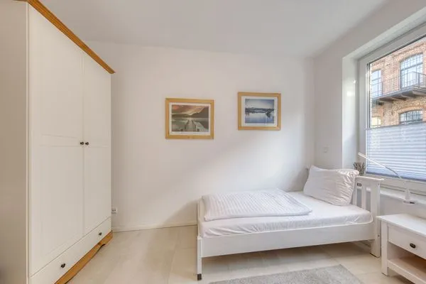 Ferienwohnung Pusteblume in Malchow Blick in eines der Schlafzimmer  Pusteblume