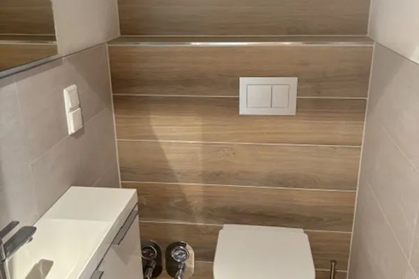 Badezimmer Ferienhaus Greune-Stee-Weg 39 Ferienwohnung Südstrandflair