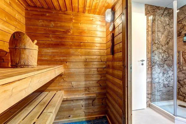 Sauna  Dünenhäuser Ückeritz UnserUsedomDe FeWo ca.80qm mit privater Sauna und Kamin, Parkplatz, direkt am Strand. 7/3