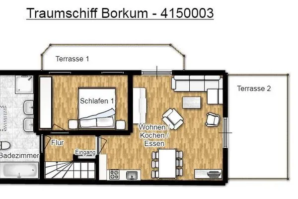 Grundriss Traumschiff Borkum Ferienwohnung 3