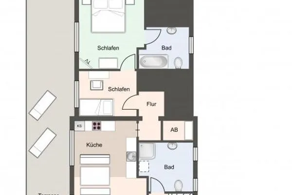 Frahmshus Ferienhaus Kapitän's Kajüte SPO Ording - Grundriss