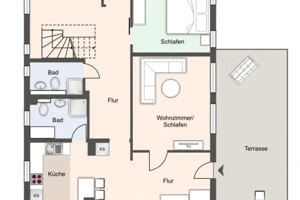 Reetkate Reetdachhaus Friesen Chalet SPO Umland - Grundriss