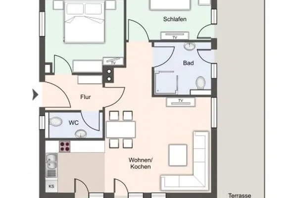 Appartementhaus Olsdorfer Straße Appartement Glücksmomente unten SPO Dorf - Grundriss