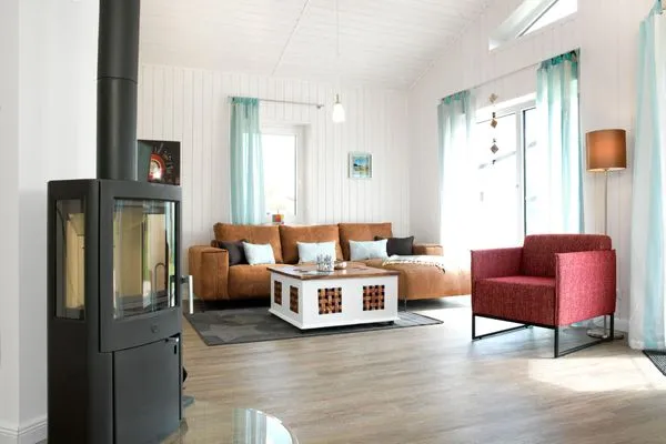 Wohnzimmer Dänisches Ferienhaus am Salzhaff, Ferienhaus "Midsommar"