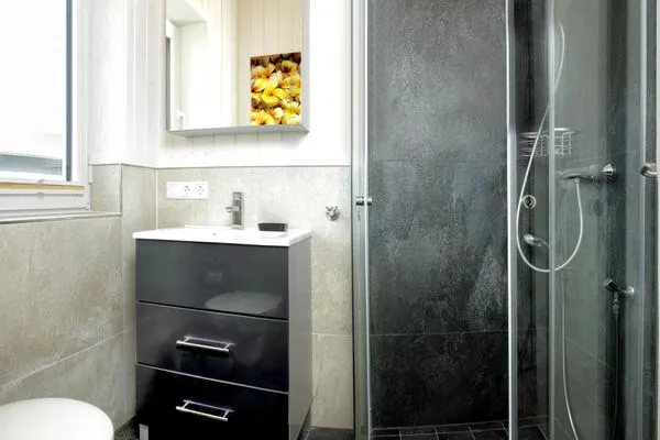 Badezimmer Dänisches Ferienhaus am Salzhaff, Haus Wattläufer