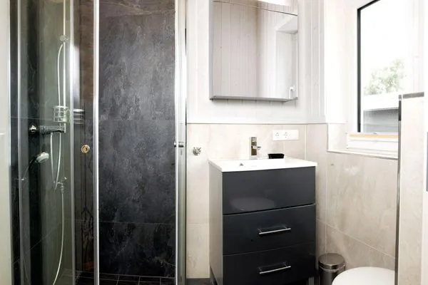 Bathroom Dänisches Ferienhaus am Salzhaff, Haus Strandbrise