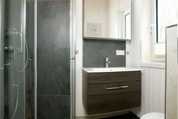 Bathroom Dänisches Ferienhaus am Salzhaff, Haus Strandhafer