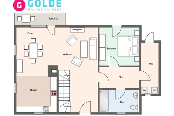 Reetdachhaushälfte Reetdachhaus Kleine Kate SPO Boehl - Grundriss