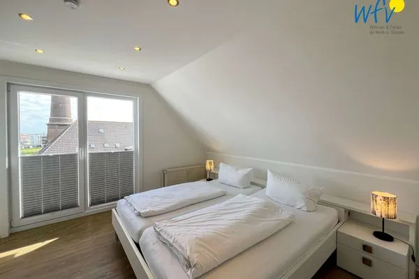 Schlafzimmer Apartmenthaus Roberta Ferienwohnung Meerblick