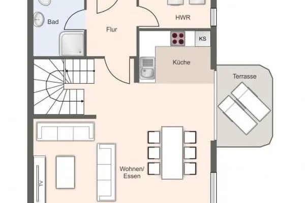 Haushälfte Evershop Ferienhaus Seepferdchen SPO Ording - Grundriss