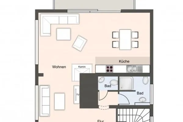 Haus Rückenwind Appartement 1 Rückenwind - Ording SPO Bad - Grundriss