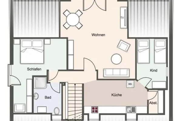 Apartmenthaus Weitblick Appartement 54 Grad Weitblick SPO Ording - Grundriss