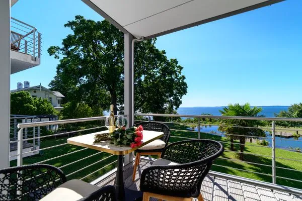 Balkon  FeWo Dwarslöper - Balkon, Sauna, Meerblick