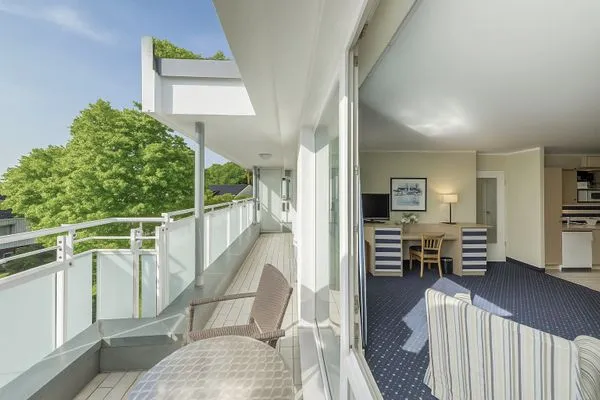 Ferienwohnung Grevenburg Aparthotel Zingst - Balkonblick  Grevenburg