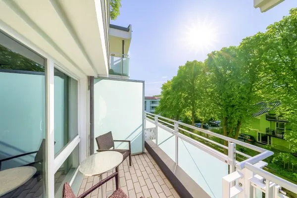Ferienwohnung Grevenburg Aparthotel Zingst - Balkonblick  Grevenburg