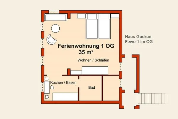 Grundriss  Stranddistel, Haus Gudrun: Whg. 1