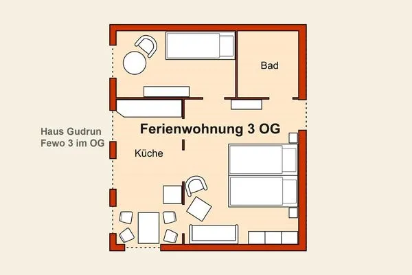 Grundriss  Stranddistel, Haus Gudrun: Whg. 3