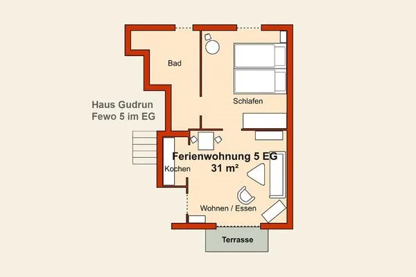 Grundriss  Stranddistel, Haus Gudrun: Whg. 5