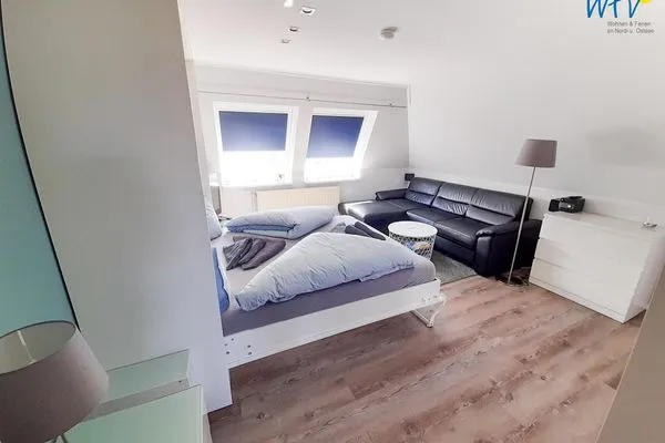 Wohnzimmer Strandhus Ferienwohnung Panorama Ausblick