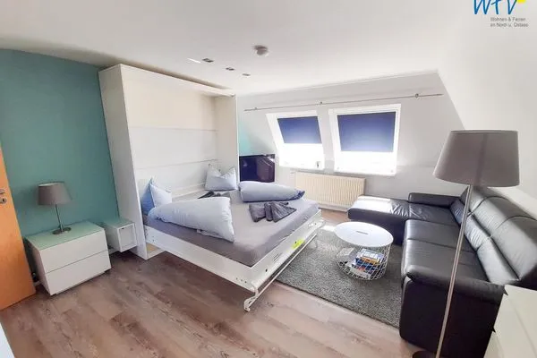 Wohnzimmer Strandhus Ferienwohnung Panorama Ausblick