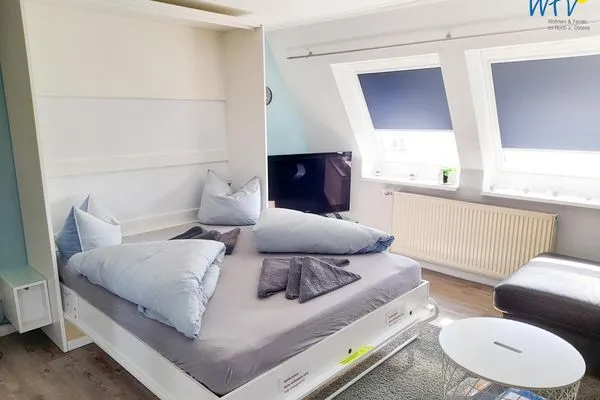Schlafzimmer Strandhus Ferienwohnung Panorama Ausblick