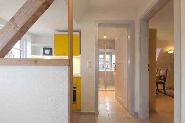 Küche in der Ferienwohnung Gül Waanang in Erika's Hüs in Nebel auf Amrum Erika's Hüs Ferienwohnung „Gül Waanang"