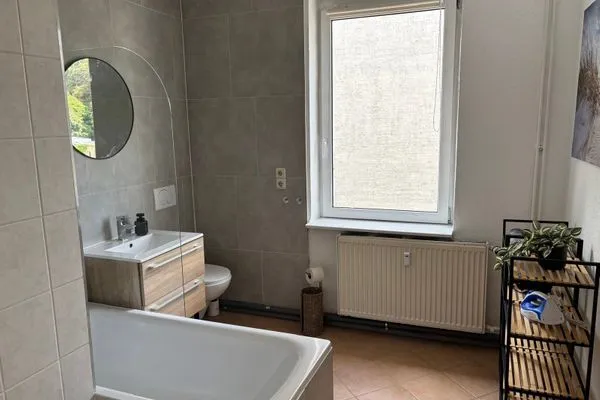 Badezimmer  Gemütliches Appartement "Martha" an der Goitzsche mit 3 Schlafzimmern und Stellplatz
