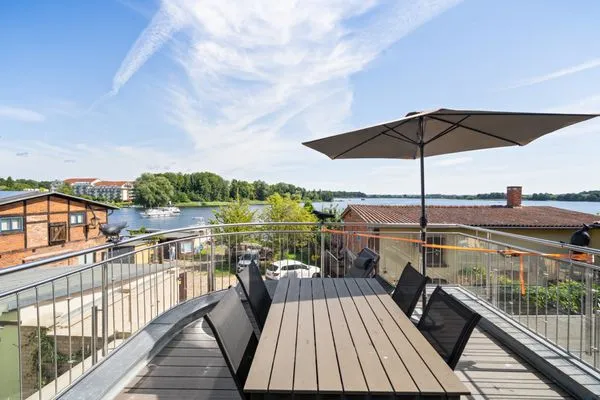 Ferienhaus Wasserblick Inselstadt Malchow - Blick von der Terrasse zum See  Wasserblick