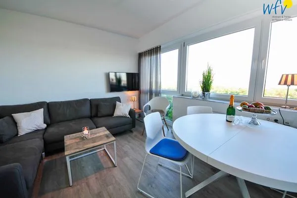Wohnzimmer Haus Panorama Ferienwohnung Strandkieker