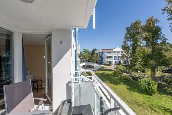Ferienwohnung Apartment an der Seebrücke Zingst - Blick vom Balkon  Apartment an der Seebrücke