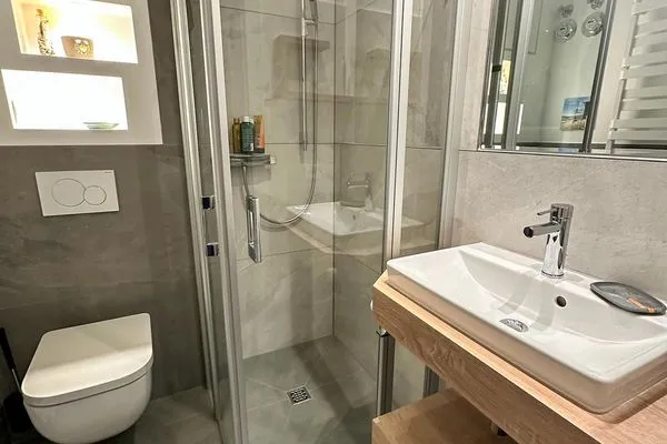 Badezimmer Haus Südwind Ferienwohnung Wellenblick